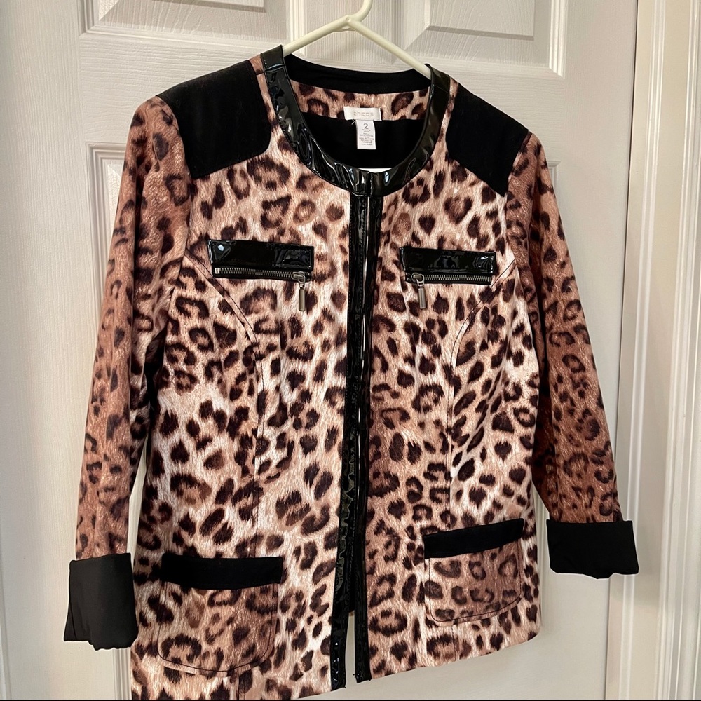 Chico’s Animal Print Women’s Jacket Size  2 (L)